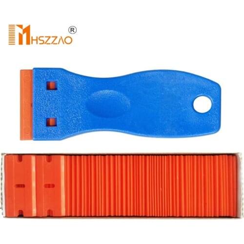 Carbon Fiber Film Clean Razor Scraper+100PCS 1.5" Double Edge Razor Blade Auto Window Tint Car Stickers Glue Remover