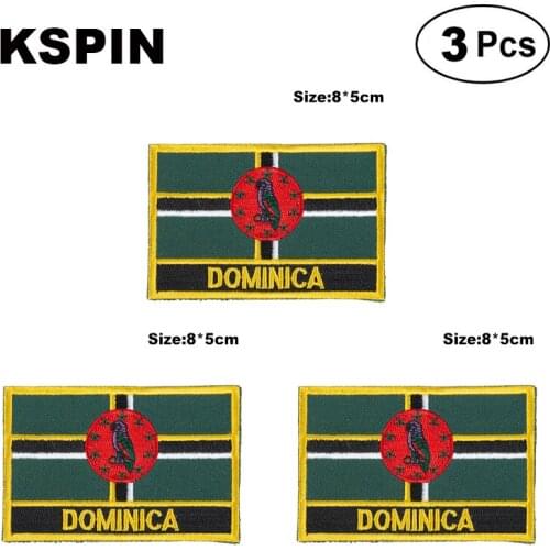 Dominica Rectangular Shape Flag patches embroidered flag patches national flag patches for clothing DIY Decoration