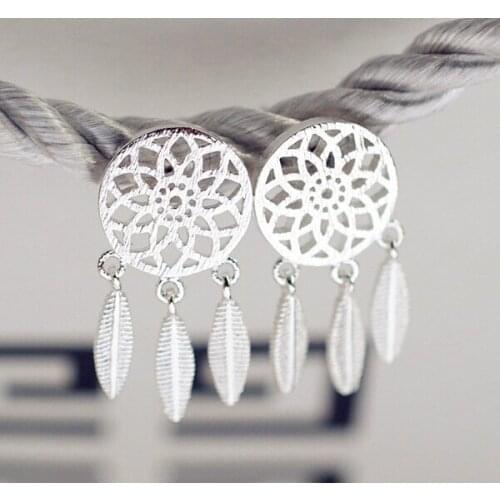 Feather Tassel Earrings S925 Silver Color Earrings Beautiful Woman Gift Beautiful Jewelry Accessories Ladies Jewelry