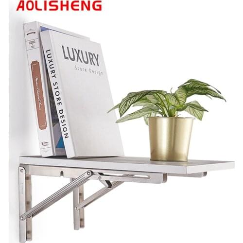 AOLISHENG8-24 Inch White Triangle Folding Angle Bracket Adjustable Wall Mount Durable Bearing Frame Home Table Bench