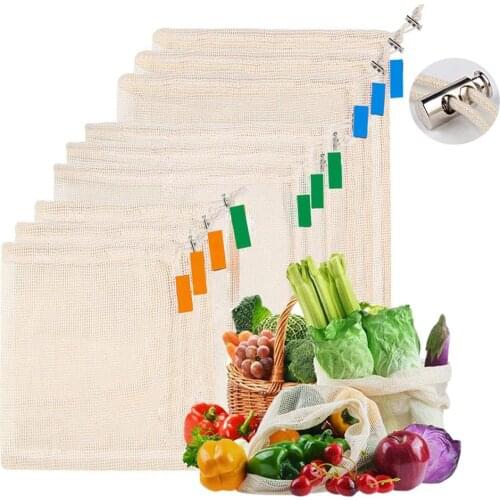 10pcs Reusable Fruit Vegetable Toys Sundries Storage Bags Net Bag Washable Mesh Eco Friendly Bags 3 Sizes To Choose