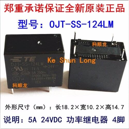 100%Original New TE TYCO OEG OJT-SS-105LM 5VDC OJT-SS-112LM 12VDC OJT-SS-124LM 24VDC 4PINS 5A Power Relay
