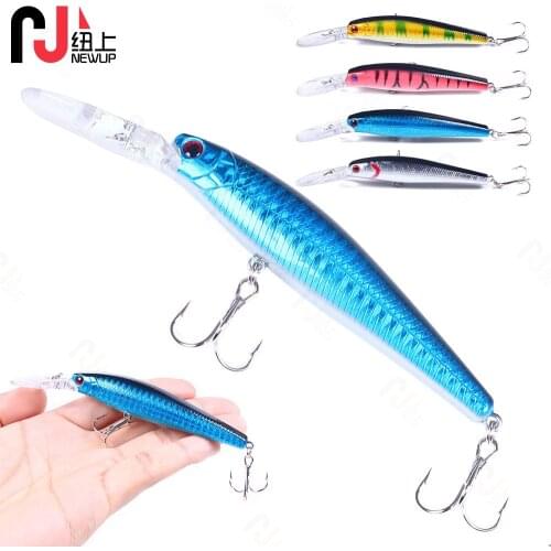 12.5cm 14g Sinking Minnow Fishing Lures Diving 2.7-4.5m Plastic Artificial Crankabit Wobbler Treble Hooks Sea Bass Fishing