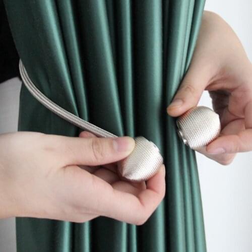 2PCS Magnetic Curtain Tieback Holdback Home Decoration Gold Curtain Holder Buckle Cilp Curtains Accessories Tie Rope Rod