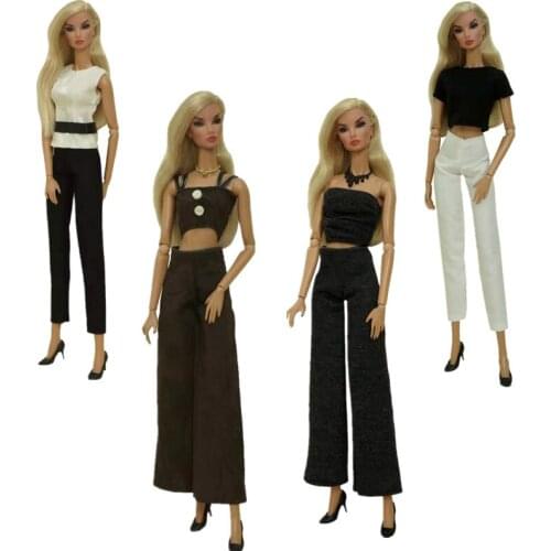 4 sets/lot Fashion 1/6 BJD Doll Clothes For Barbie Clothes Outfits Shirt Crop Top Trousers Pants 30cm Dolls Accessories Kids Toy