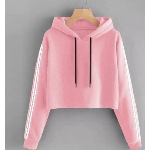 40# Women Solid Lace Up Drawstring Long Sleeve Sweatershirt Hoodie Tops Crop Top Hoodie Korean Style Women Clothes Sudaderas