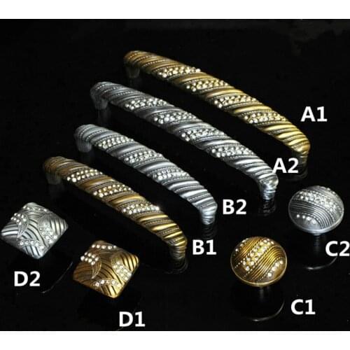 96mm 128mm european creative fashion rhinestone furniture handle bronze / antique iron drawer cabinet dresser pulls knobs glass