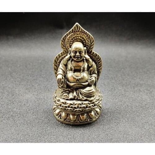 Antique Solid Brass Tathagata Miniature Figurines Retro Copper Animal Tea Pet Desktop Ornament Decor Crafts Keychain Pendants