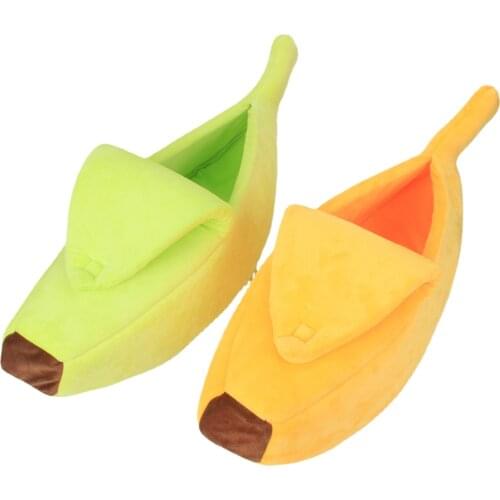 Banana Pet Kennel Autumn and Winter Small Medium Sized Teddy Bichon Dog Crystal Velvet Fabric Plus Velvet Warm Sofa Bed House