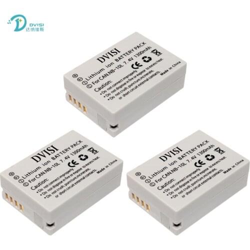 DVISI 3Pcs/lot 1.3Ah NB-10L NB10L Camera Battery for CANON PowerShot SX40 HS SX40HS SX50 HS SX50HS G1 X G1X G15 G16 SX60 HS G3X