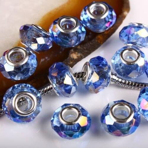 Free Shipping 36pcs Sapphir AB Crystal Glass Beads 9x14mm
