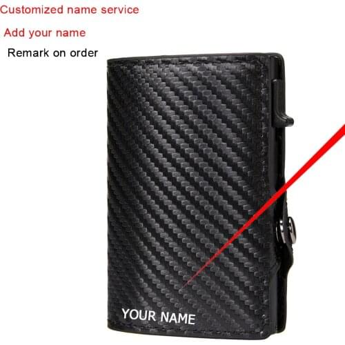 2021 Carbon Fiber Card Holder Wallet RFID Black Men Magic Trifold Leather Wallet with Small Money Bag Male Purses