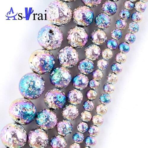 Natural Stone Beads 4mm-10mm Colorful Hematite Lava Stone Round Loose Beads For Jewelry Making Diy Handmade Jewellery Accessory