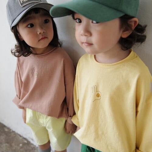 2021 Spring Autumn 2-4-6 Years Children Tops Tees Cotton Cartoon Print Basic Little Baby Kids Girls Boys Long Sleeve T Shirts