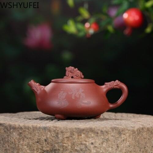 Chinese Yixing purply clay Teapot Teaware Full Hand Made Stone Scoop Teapots 280ml big capacity purple clay tea set