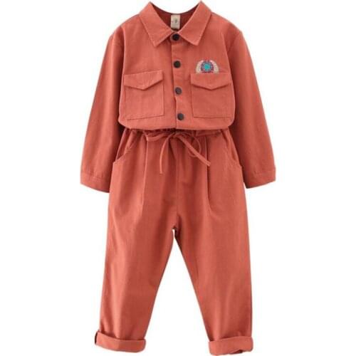 DFXD Kids Clothes Autumn Korean Fashion Baby Girls Clothing Set Cotton Single-breatsed Blouse+Pant 2pc Toddler Outfits 2-8Y