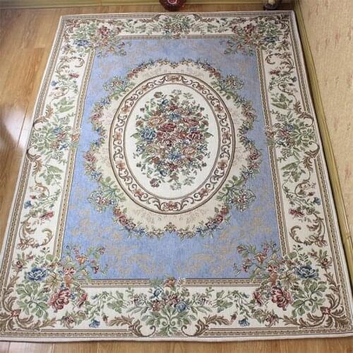 Light Blue Persian Carpet Europe Pastoral Rug and Carpet For Living Room Home Bedroom Decor Kid Room Jacquard Woven Rug Washable