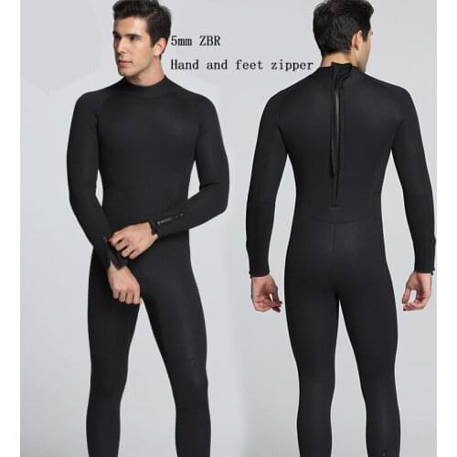 Men 5mm full-body diving suits with warm wetsuit conjoined surfing suit black swim wears size S-XXL
