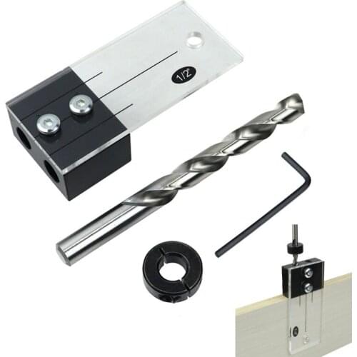 1/2'' 3/8'' 1/4'' Dowel Drilling Jig Kit Pocket Hole Jig Acrylic Faces Drill Guide Hole Locator DIY Woodworking Carpentry Tools