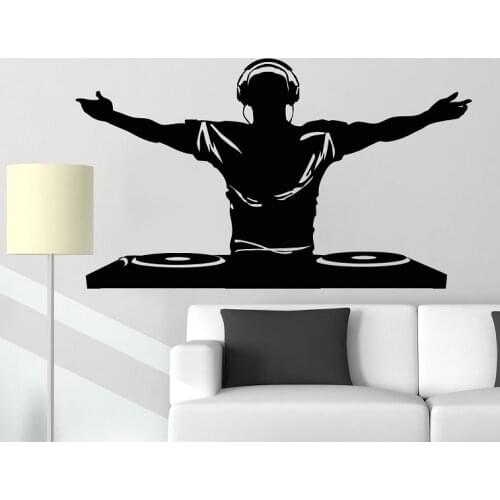 DJ Music Player Wall Stickers Bar Nightclub Decoration Headphone Disco Player Vinyl Wall Decals Remoavble Wallpapers Art AF061