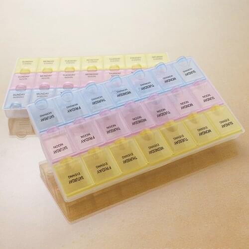 7 Days 21 Compartments Weekly Pill Store Box Organizer Tablet Daily Dispenser Candy Case Medicine Splitters Storage Container