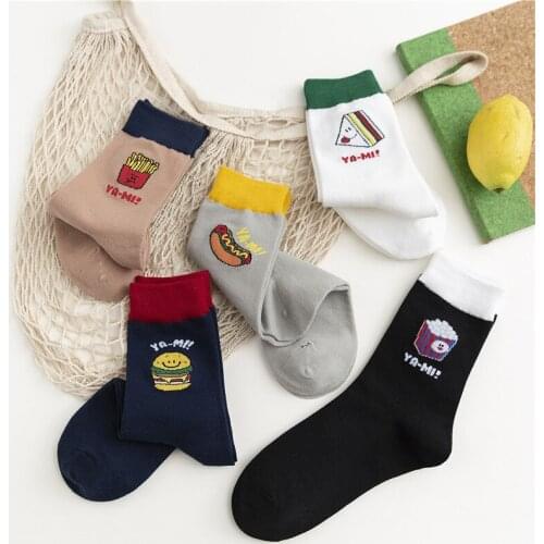 Original Korean Fashion Sports Skateboard Socks Cotton Men and Women Socks Snacks Tide Socks In Socks Hamburger Fries