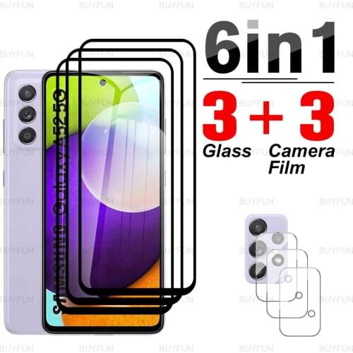 6in1 camera film for samsung galaxy A52 5G full cover front tempered glass for samsung A32 A72 A42 A22 5G A12 Black edge glass