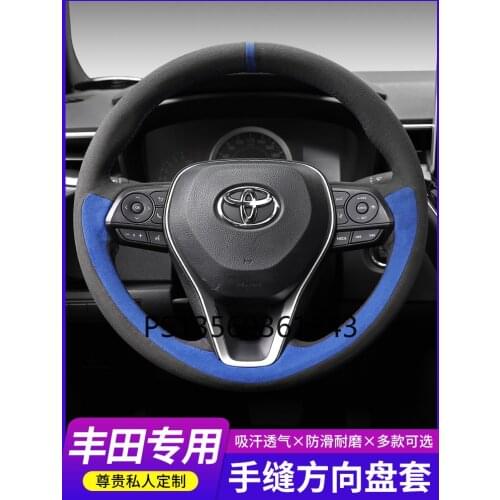 Suitable for Toyota Corolla Camry Avalon IZOA Highlander Crown Prado CHR RAV4 Veranda Hand-stitched leather steering wheel cover