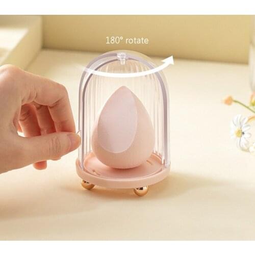 Portable Makeup Powder Puff Storage Box With Cover Dust-proof Storage Box Powder Venelet Table Rotating Storage Box