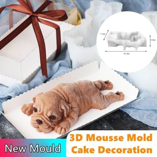 Silicone Mold For Sharpei Dog Mousse Cake 3D Mold Cake Tools Dirty Dog Mold Fondant Decoration Creative Baking Kitchen Supplies