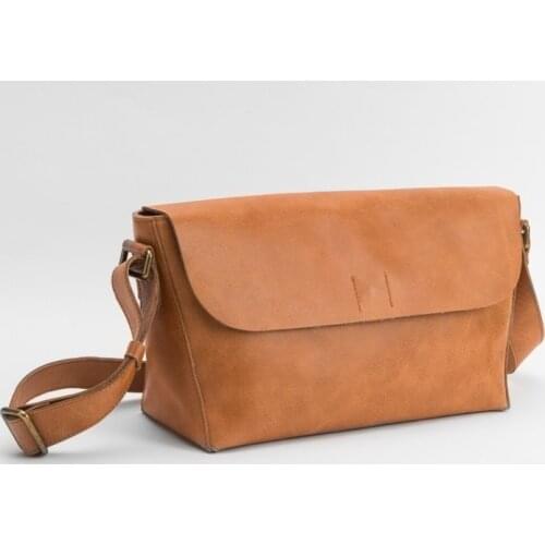 Handmade Leather Vintage Genuine Cowhide Shoulder Crossbody Bags Men High Capacity Khaki Luxury Business Leisure Messenger Bag