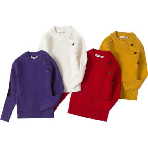 Girls Sweaters Solid Candy Color Kids Clothing Girls Pullover Boys Sweaters Autumn New Knitted Baby Girls Ribbed Sweater