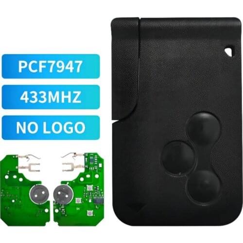 XNRKEY Excellent Quality Renault 3 Button Megane Smart Card with pfc7947 chip without logo free shipping (10pcs/lot)