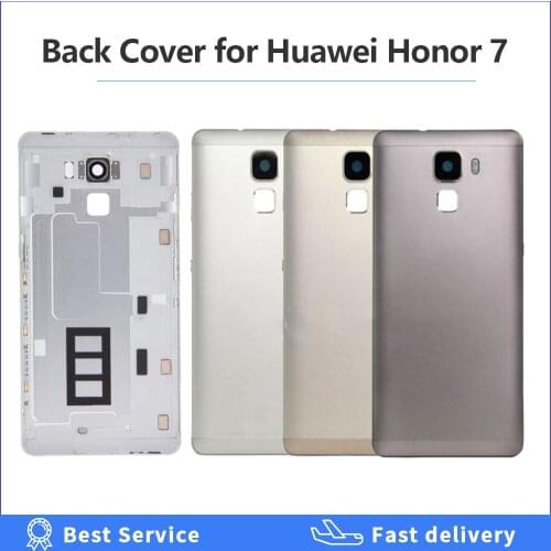 For Huawei Honor 7 Back Cover Battery Door with Camera Lens Volume Power Button Replacement PartsMetal Rear Back Housing 5.2"