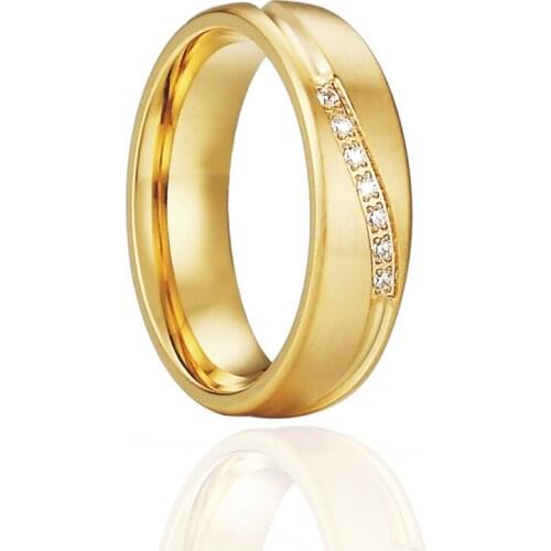 Womans rings gold plated stainless steel wedding bands women jewelry cz stone ladies alliance engagement rings female