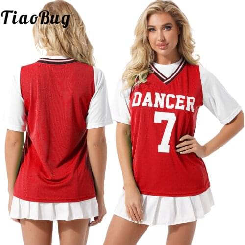 Womens Cheerleader Costume Uniform Set Japanese Schoolgirl Cosplay Halloween Costume Femme Cheerleading