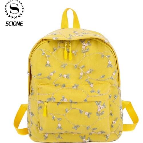 Scione Women Backpack For Student Fashion Lace Mini Backpack Embroidery School Bag For Teen Girl Leisure Travel Mochila