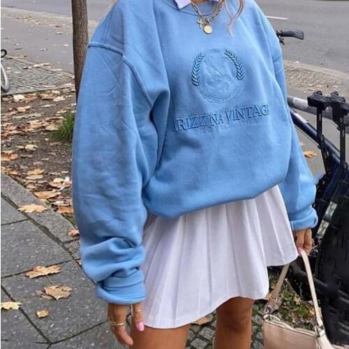 2021 Autumn Casual Women’s Long Sleeve Sweatshirts Fashion Letter Embroidery Loose Pullover Sweatshirt Winter Loose Hoodies New