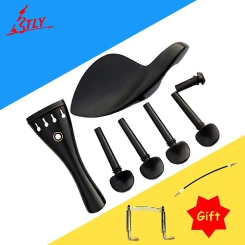 1 Set of Fisheye Inlayed Ebony Violin Tailpiece Pegs Chin Rest Drawplates Knob Endpin Pegs Violin Accessories 4/4 3/4 1/2 1/4