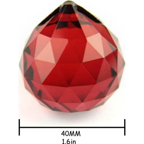 10pcs Red 40mm Crystal Chandelier Hanging Pendant Crystal Ball Glass Prism Drop Pendant With Free Hooks