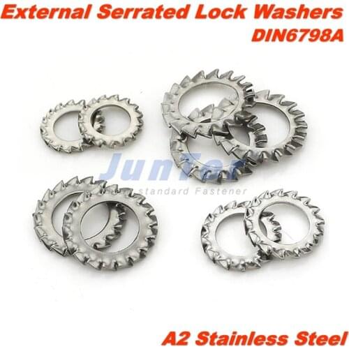 1000pcs/lot M2.5 M3 M4 M5 M6 M8 M10 M12 DIN6798A A2 Stainless Steel External Serrated Lock Washers