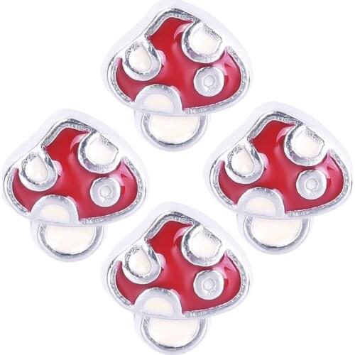 20Pcs/lot Enamel Mushroom Floating Charms Making Living Memory Locket Jewelry Supplies
