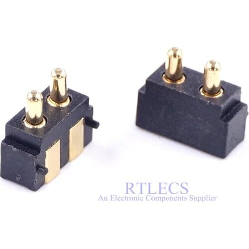20 Pcs SMT Pitch 2.5mm 2 PIN Spring Loaded Pogo pin connector Right Angle Surface Mount Height 5.5mm Strip one Row