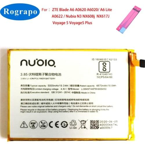 5000mAh Li3849T44P8h906450 Battery For ZTE Blade A6 / A6 Lite / Nubia N3 NX608J NX617J / Voyage 5 / Voyage5 Plus Mobile Phone