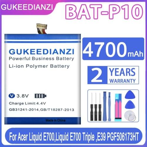 GUKEEDIANZI 4700mAh Mobile BAT-P10 Battery For Acer Liquid E700,Liquid E700 Triple ,E39 PGF506173HT Top Quality Batteries