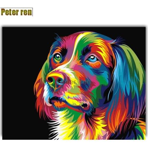 Peter ren diamond painting cross stitch 5d Diy round diamond Mosaic Full embroidery Rhinestone icons Watercolor dog head picture