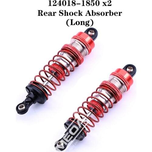 WLtoys RC Car Spare Parts 4WD 124018-1850 Red Metal Rear Shock Absorber Long Set 1/12 Original Accessories