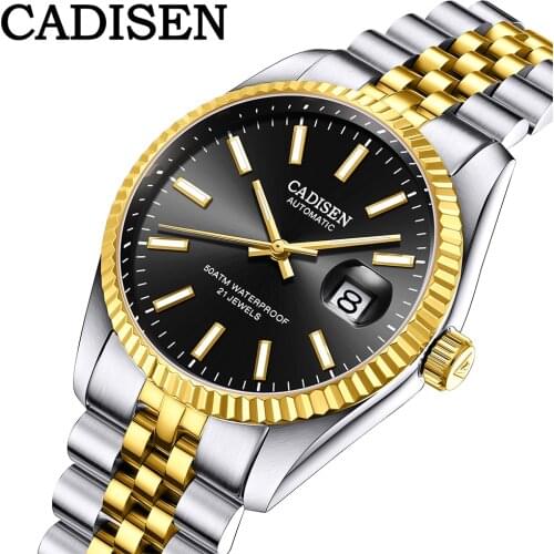 CADISEN 38MM Watch Men Mechanical Japan Miyota 8215 Movement Sapphire Crystal Watches Stainless Steel relogio masculino C8053