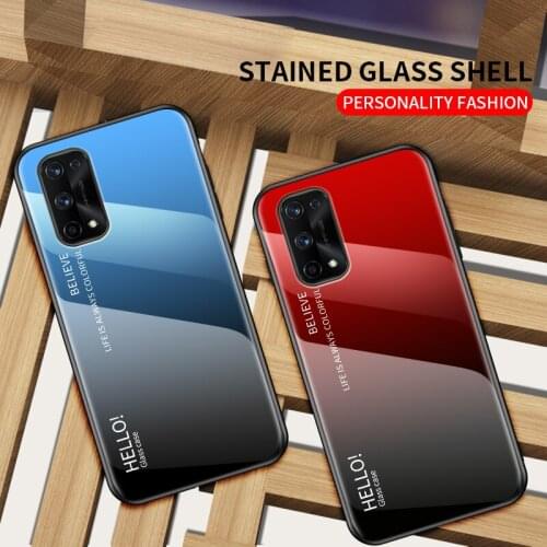 Phone Case for OPPO Realme 7 Pro Case Cover Gradient Tempered Glass Soft TPU Silicone Shockproof Bumper Case for Realme 7 Pro 7i