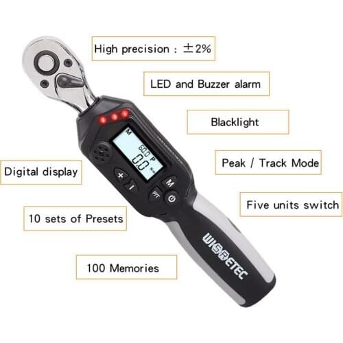 Torque Wrench Mini Digital Display High Accuracy Backlight Torque Wrench Ratchet Torque Detection Tool LED Light Buzzer Alarm